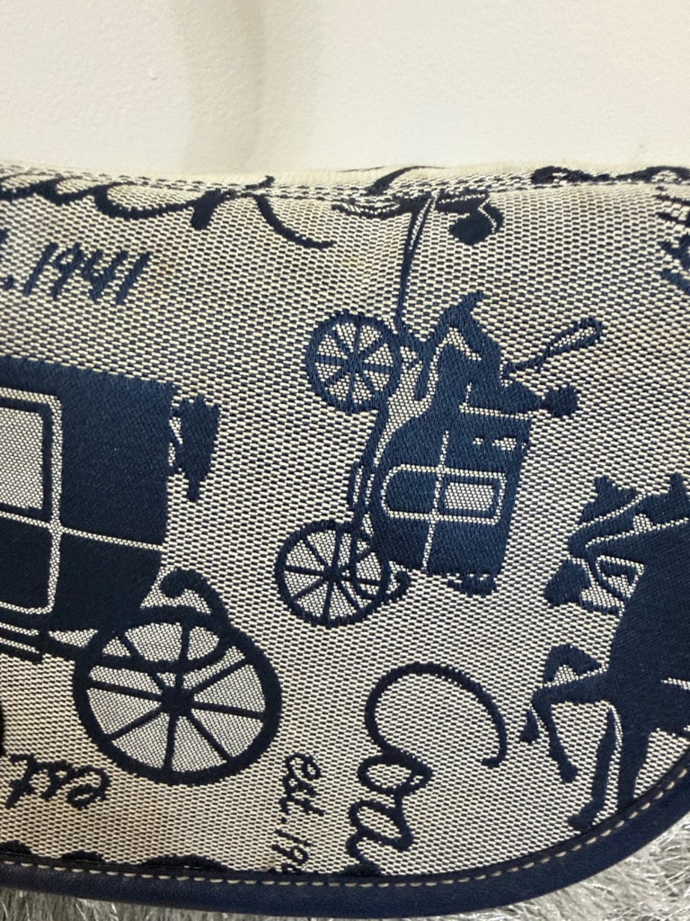 Coach Navy and Cream Signature Carriage Print Shoulder Bag - Picture 5 of 5